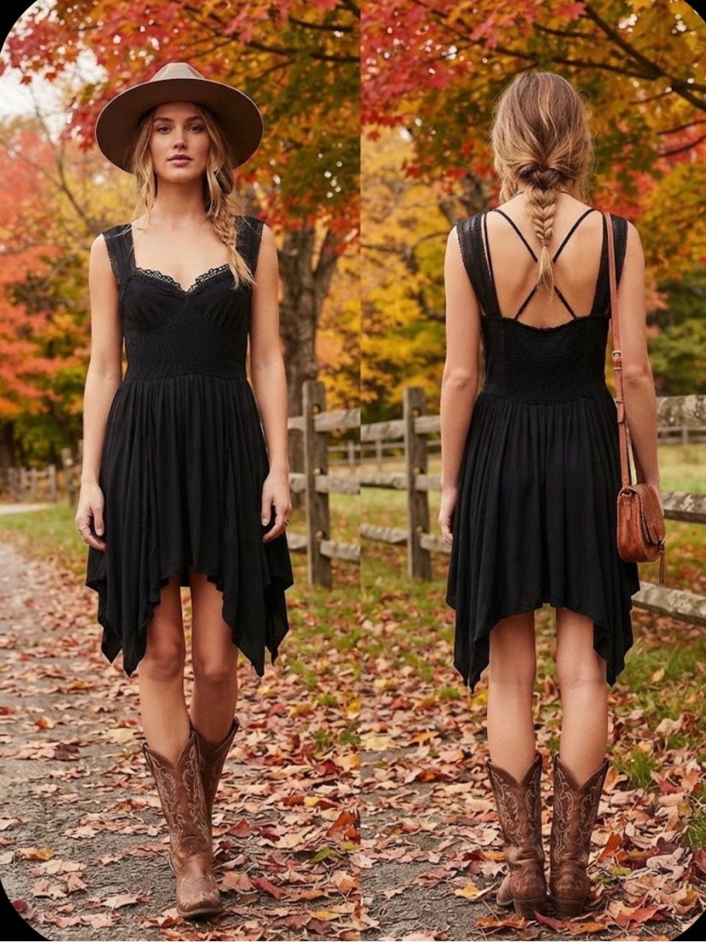 Free People Black Lace Handkerchief Hem Mini Dress Size large Boho Y2K Grunge